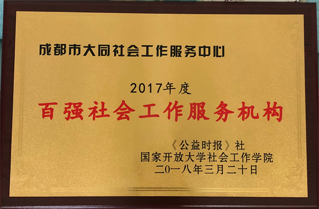 2017年度百強社會工作服務機構